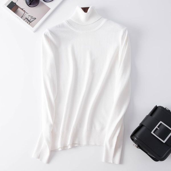 

turtleneck pullover knitted sweater women 2021 autumn winter bottom clothes sueter sweter mujer pull femme jumper warm sweater, White;black