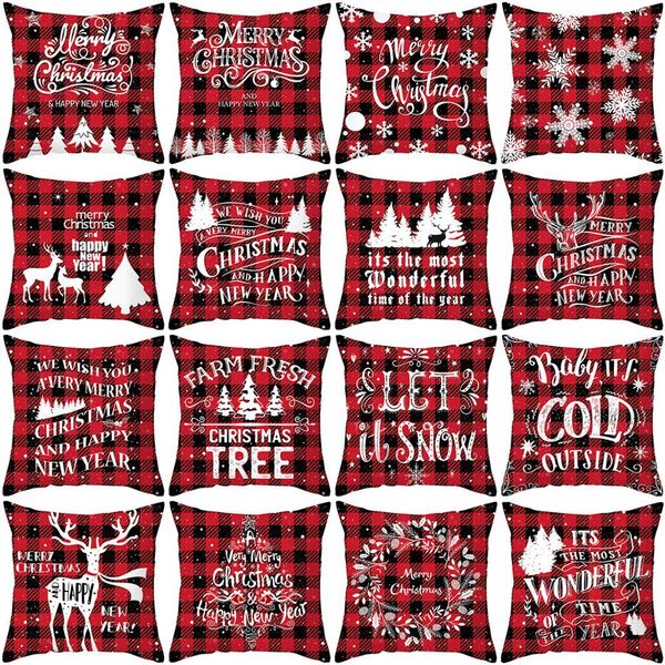 

luanqi 17'' xmas red pillowcase christmas decoration for home cushion cover santa claus noel 2020 cushion cover decor natal 2021 q