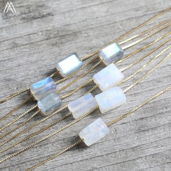 

natural flash labradorite white moonlight stone slab beads pendant gold silvery necklace for women necklace jewelry dropship, Silver