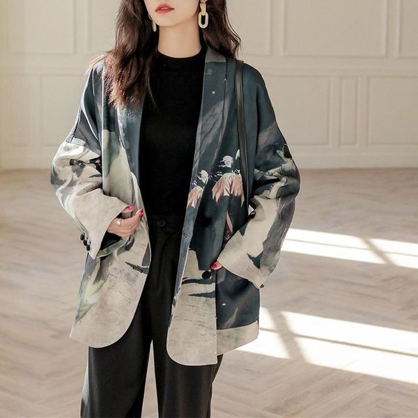 

women's suits & blazers designer print patchwork stripe double breasted loose female blazer 20211013xhy, White;black