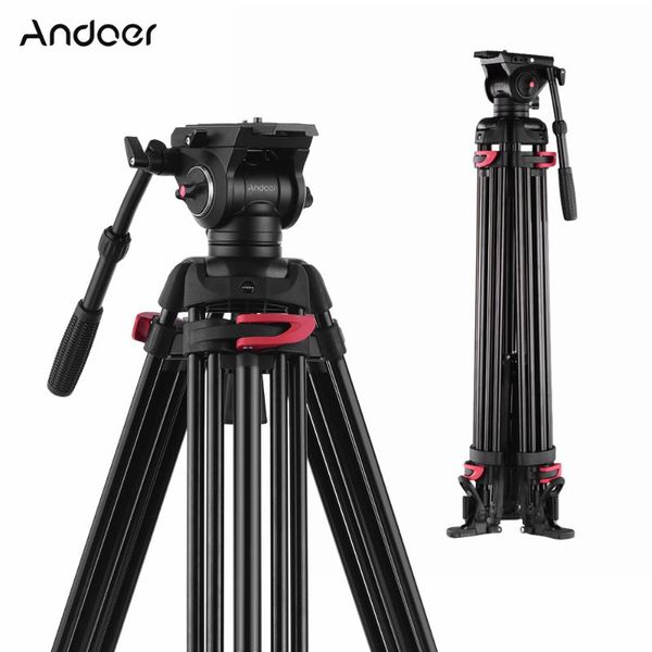 

andoer professional pgraphy tripod stand aluminium fluid hydraulic bowl head for canon nikon sony dslr cameras
