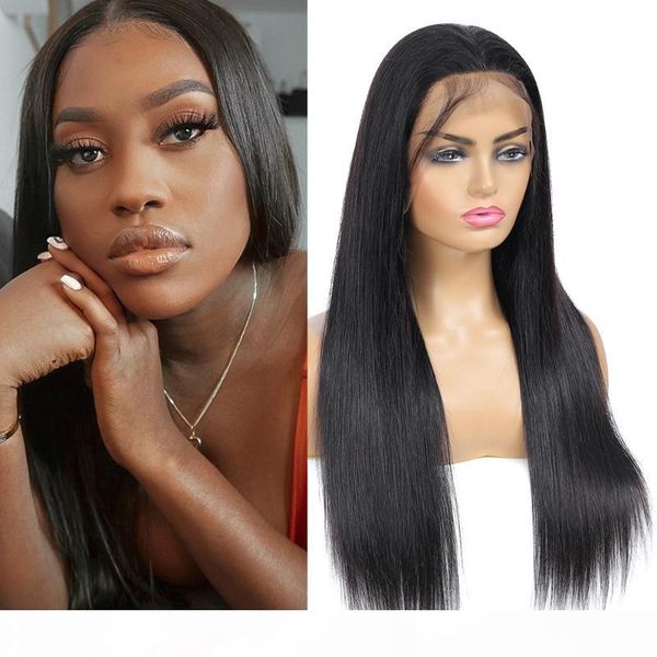 

lace front wigs human hair bone straight hair wigs for black women pre plucked with baby bone 150% density natural color, Black;brown