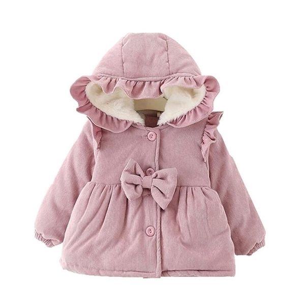 Bebê casaco de neve para meninas inverno jaquetas quentes cute crianças menina de algodão acolchoado casaco grosso veludo outono outono Outerwear roupas recém-nascidas lj201017