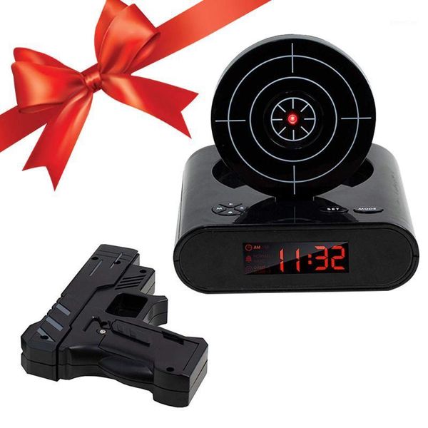 

gadget target laser shooting gun alarm clock digital electronic desk clock table watch nixie snooze bedside for kids1