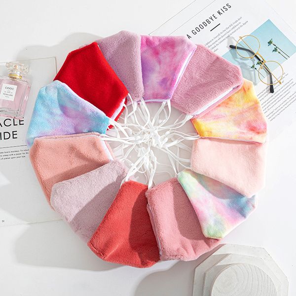 

3d face mask fashion dust mouth masks washable reusable women men adjustable protective cotton warm breathable plush tie dye face mask