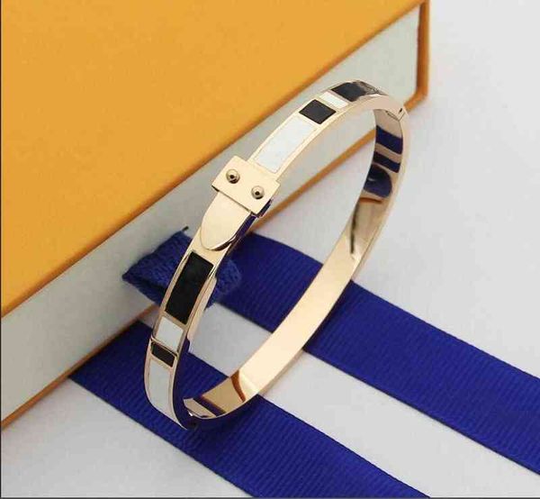 

designer jewelry bangle rose gold silver stainless steel luxury simple cross pattern buckle love jewelry women mens bracelets, Black