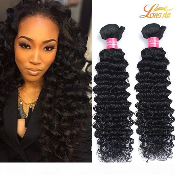 

7a brazilian human hair deep wave bundles indian hair extension brazilian virgin human hair deep weave natural color, Black