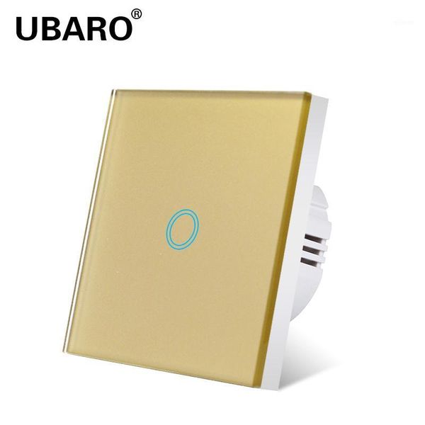 

smart home control ubaro crystal glass switch touch sensor power wall gold standard-shallow ac 220 switch1
