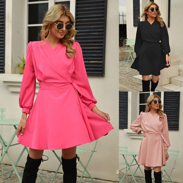 

lace women's winter autumn up and waist down long sleeve dress, Black;gray