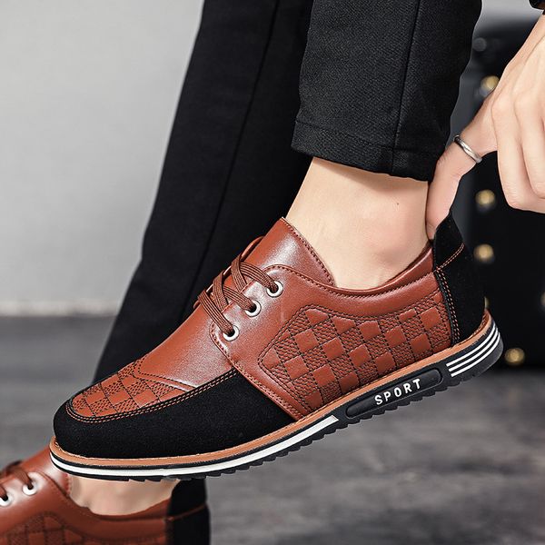 

2020 new spring and autumn cross-border plus size mens shoes business casual leather shoes fashion british vintage leather shoes trend versa, Black