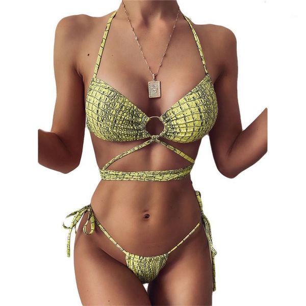 

serpentine women swimsuit green serpentine python print swimwear for women low waist padded female bikini set tankini1, White;black