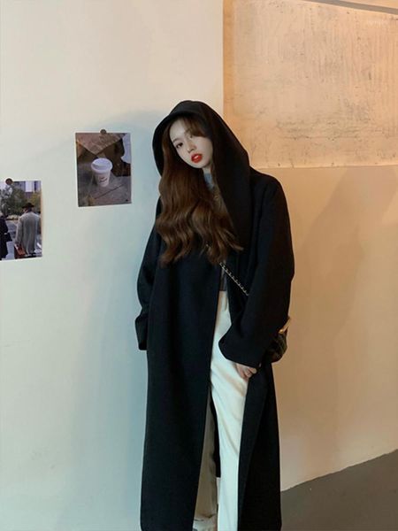 

medium length tweed coat new women's autumn and winter in 20201, Black