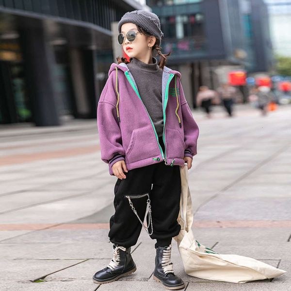 

plush coat autumn winter drs 2020 girls' new sle polar fce sweater cardigan children's hoodie, Black