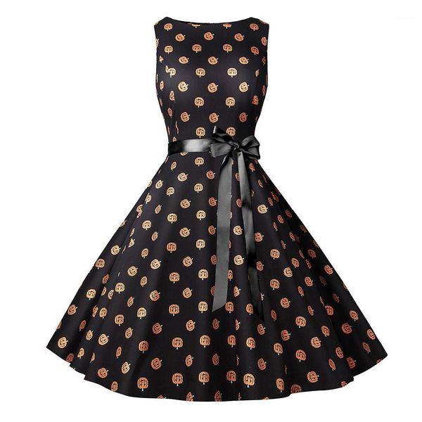 

day casual dresses fashion autumn pumpkin head print sashes womens dresses fashion females clothing womens saints, Black;gray
