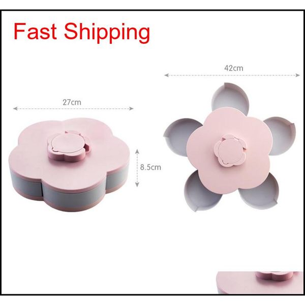 

creative flower petal fruit plate candy storage box 5 grids nuts snack tray rotating flowers food gift box f qyldou sweet07
