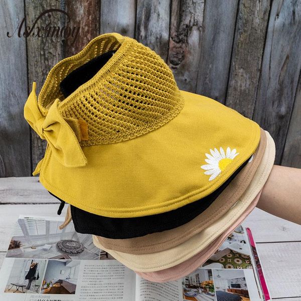 

wide brim hats summer sun for women bow patchwork bucket hat empty bob femme foldable outdoor beach caps panama 2021, Blue;gray