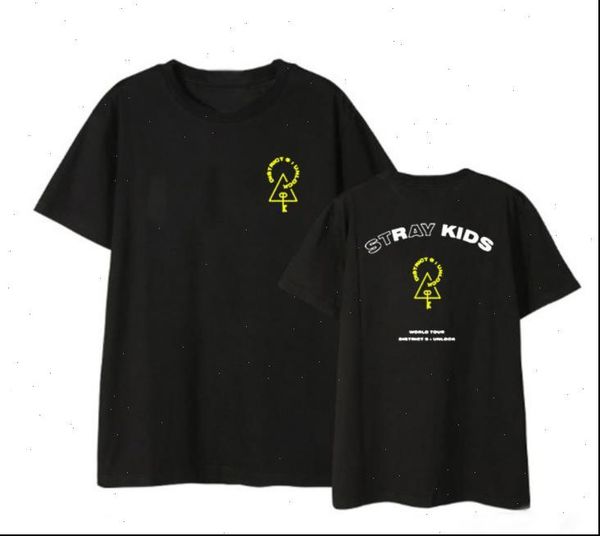 

new arrival kpop stray kids concert same printing o neck short sleeve t shirt summer fashion t shirt 3 styles, White