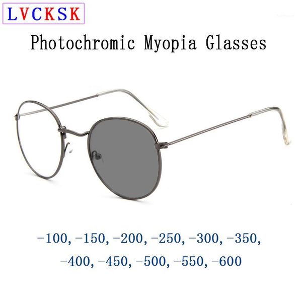 

retro round pchromic myopia sunglasses women men nearsighted shortsighted spectacles customize prescription glasses l31, White;black