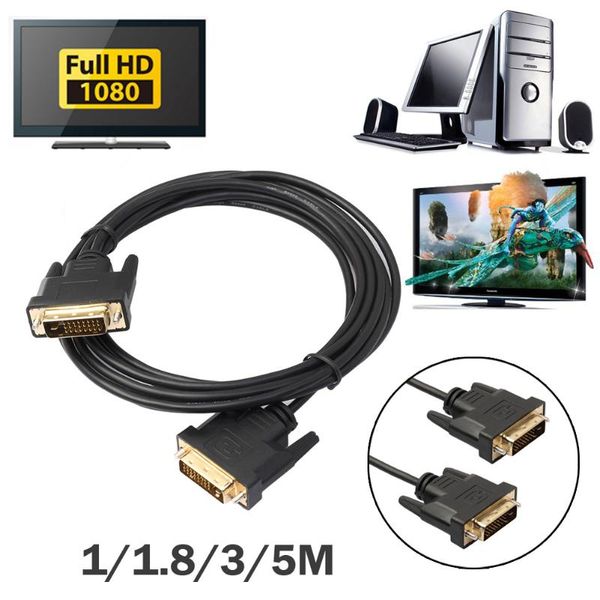 

dvi cable male to male 1m/1.8m/3m/5m digital monitor dvi d to dvi-d cable adapter gold 24+1 pin dual link tv