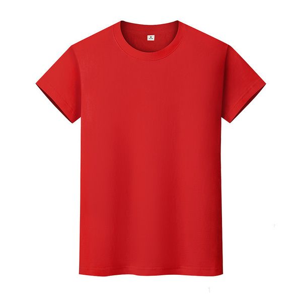 

new round neck solid color t-shirt summer cotton bottoming shirt short-sleeved mens and womens half-sleeved se4eiof