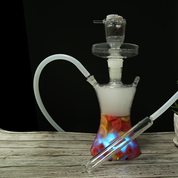 

fruit glass russia led art hookah big smoking separate down stem design can put in fruits clear silicone hose