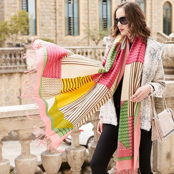 

new fashion winter scarf for women men general baby scarf thickened wool collar scarves boys girls neck scarf cotton y201007, Blue;gray