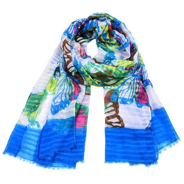 

scarves 2021 fashion cotton ombre big butterfly print and shawls women animal scarf wrap hijab 5 color 10pcs/lot, Blue;gray