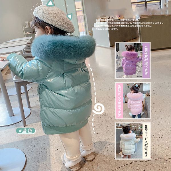 

girls winter cotton coat children's winter korean version of the new thick cotton jacket girl baby long section warm cotton clothes, Blue;gray