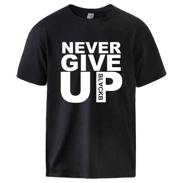 

never give up letter print mens summer casual short sleeve casual loose swear tee hooded sweatshirt hoodie men t shirt
