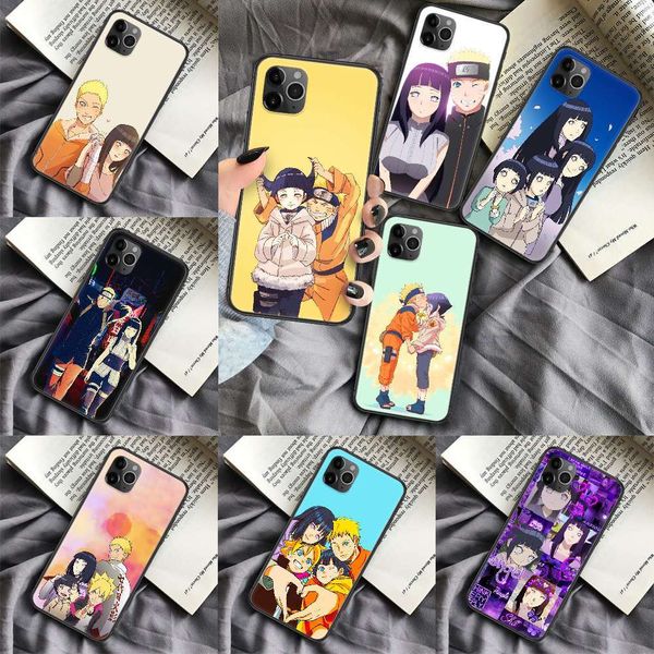 

1dwanimated naruto uzumaki and hinata hyuga case for vip 4 4s 5 5s se 5c 6s 67 8 plus x xs x xr 11 12 mini pro max 2020 black
