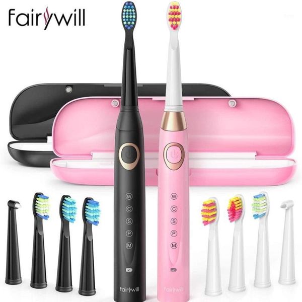 

fairywill electric sonic toothbrush waterproof 5 modes replacement brush heads smart timer fw508 rechargeable toothbrush1