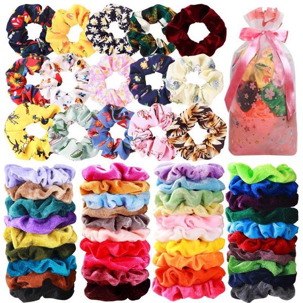 

dhl shipping velvet hair scrunchies women elastic hair bands ponytail holder headwear stretchy rubber ties hair accessories kimter-b320f