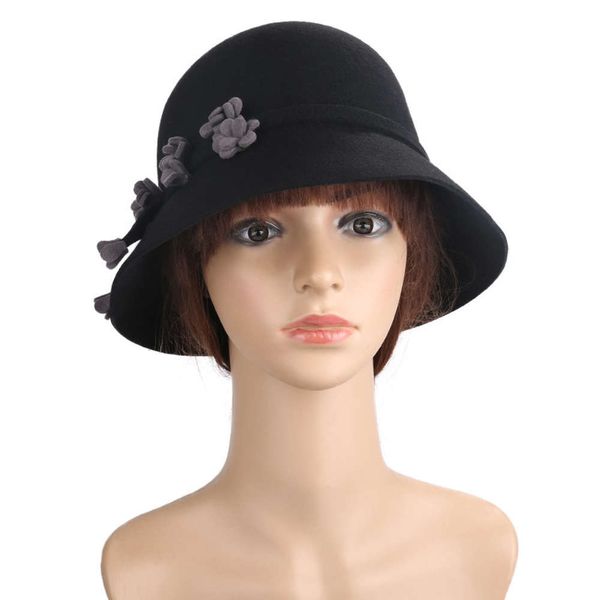 

autumn linglong and clothing winter new fisherman's hat warm temperament elegant women's wool hat, Blue;gray