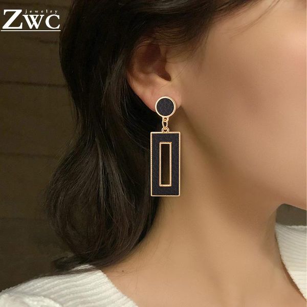 

zwcx korean new love temperament leather drop earrings for women party fashion personality simple rectangular earrings jewelry, Silver