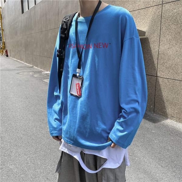 

spring and autumn ins crew neck letter printed long sleeve t-shirt for men, Black