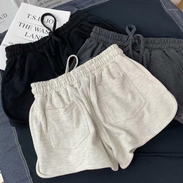 

sport shorts women summer streetwear casual solid drawstring shorts fashion beautiful girl cotton motion female1, White;black