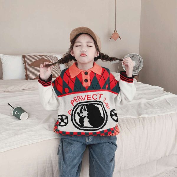 

autumn huzhou zhili and winter 2020 new pullover fashion foreign cartoon dog children's lapel sweater trend, Blue