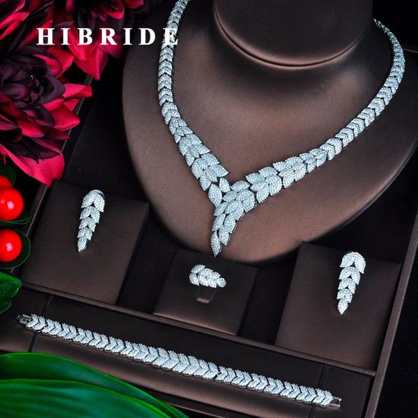 

hibride новые 4 шт. ожерелье серьги кольцо браслет браслет свадебные украшения набор свадебные аксессуары букл d oreille оптовая продажа n-7, Silver