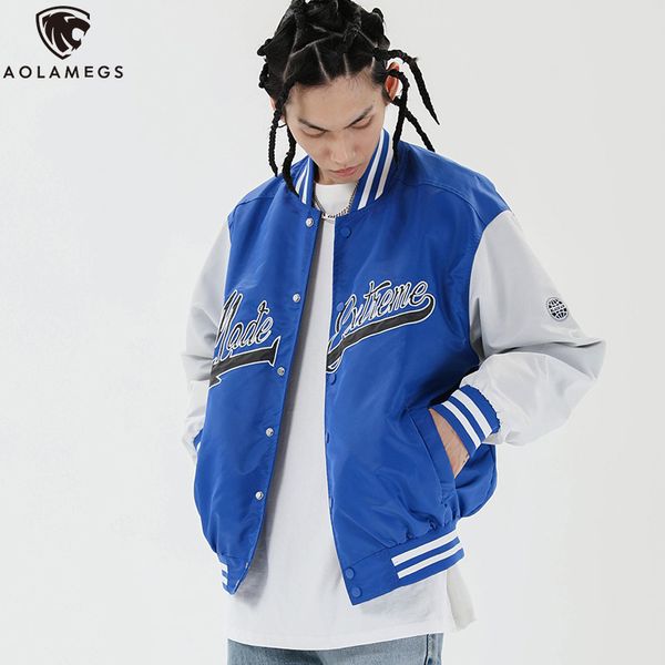 

aolamegs reflective arrow letter print hip hop bomber jacket men windbreaker coat harajuku high street baseball jacket tracksuit 1027, Black;brown