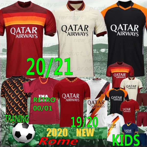 

thai 20/21 as maillot perotti dzeko soccer jersey de rossi zaniolo home totti pastore football jersey men+kids football shirt, Black;yellow