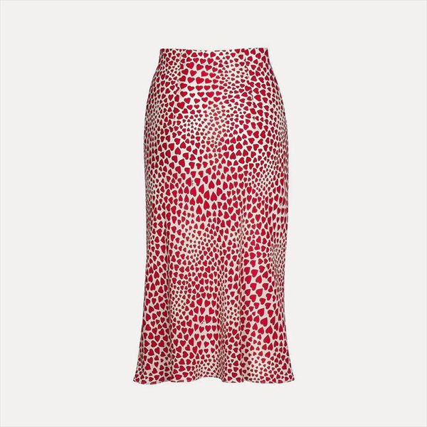 

new girls silk pencil skirts women fashion heart print high waist slim skirt ladies chic red leopard boho mermaid skirt, Black