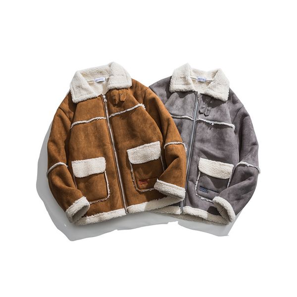 

2021 trend wool male new winter in port wind work done with cotton quilted jacket plus size women's clothes e312, Black