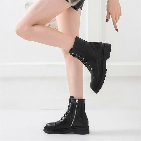 

genuine leather women's high-heeled boots thick-soled thick-heeled high-heeled boots winter women's fur, Black