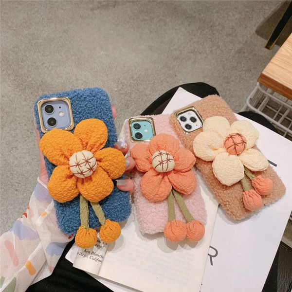 

ins autumn and winter plush flowers for vip 12 / 11pro case girl xs / 8plus girl 11