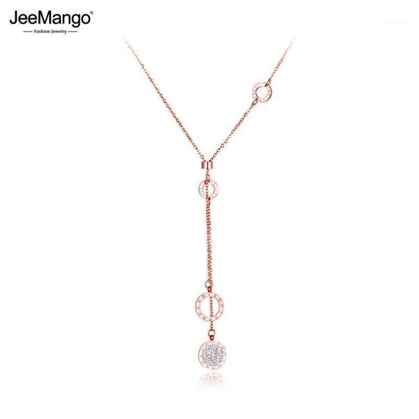 

chains jeemango titanium stainless steel clay crystal roman numeral choker necklace for women girl trendy charm pendant jewelry jn190821, Silver