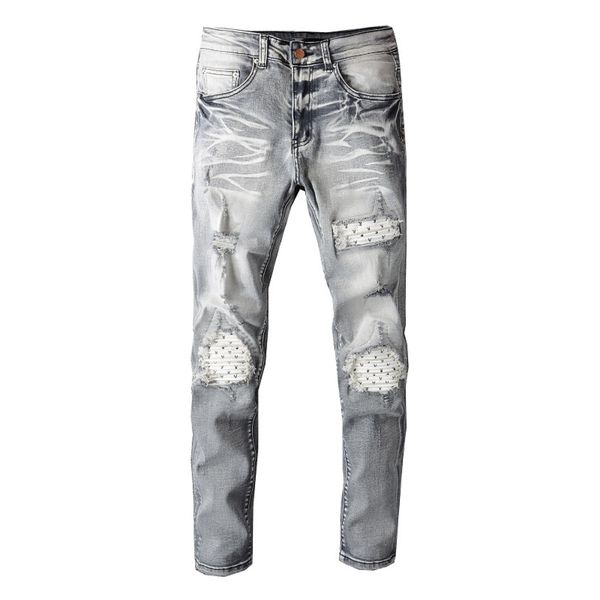 

20ss men digner jean ditred ripped biker slim fit motorcycle denim for men fahion jean s pour homm #804, Blue