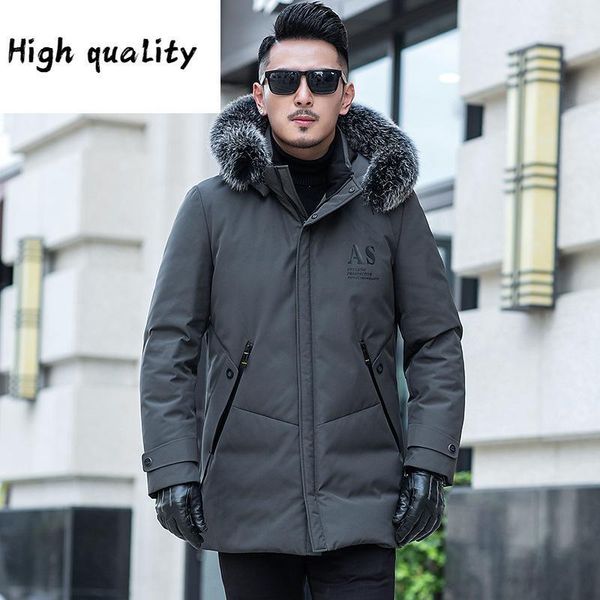 

down duck coat winter coat men fur collar puffer jacket men korean warm parka doudoune homme1, Black