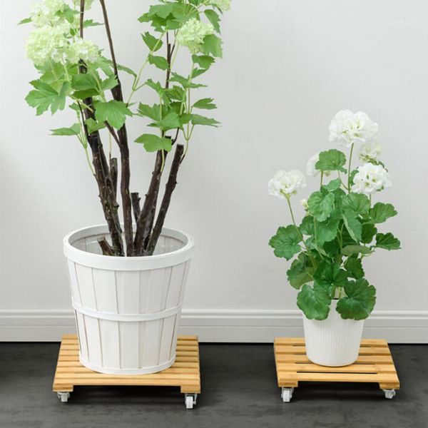 

plant pot base roller moving tray holder wood square caddy stand with wheel1