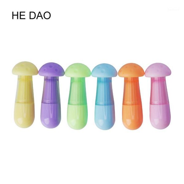 

6 pcs/lot highlighter mushroom and eggplant highlight marker color pens stationery office school supplies1, Black;red