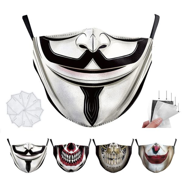 

fun masquerade party joker with 2 layers face mask dust mouth sports washable protective reusable fashion mask facemask